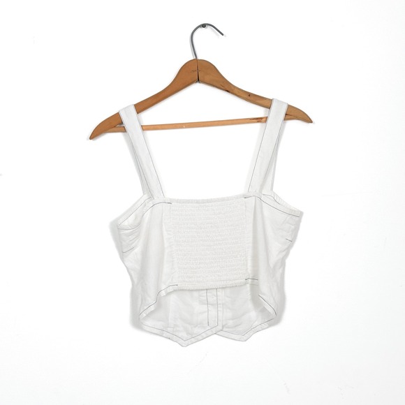 Maeve Anthropologie Buttonfront Vest - White w/ Blue‎ contrast stitching  - XS - Picture 4 of 7